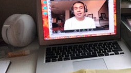Photo of a zoom class on a lap top